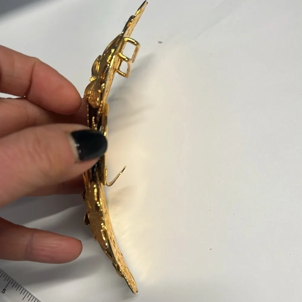 Large Goldtone 5.5” Butterfly Floral Ornate Belt Buckle
